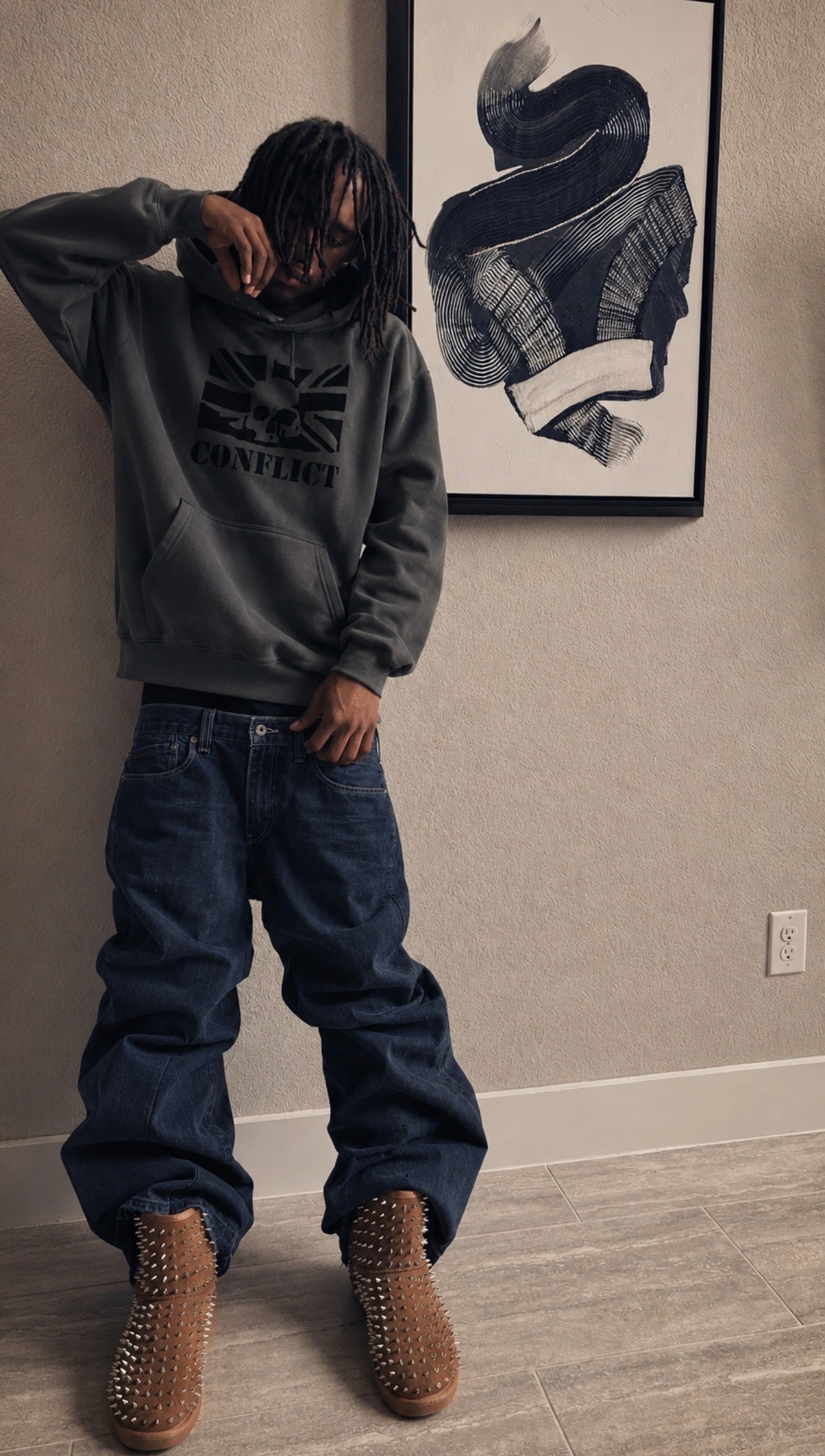 "CONFLICT" Boxy Hoodie